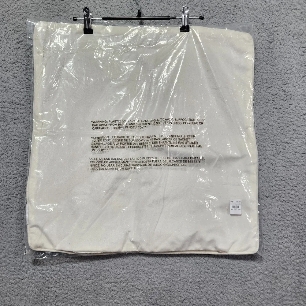 Sag Harbor Ivory & Silver Velvetine Square Pillow Cover‎ Sham With Zipper